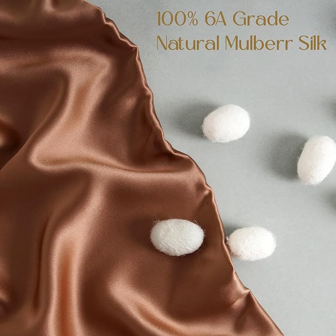 ZIMASILK 100% Pure Mulberry Silk Pillowcase for Hair and Skin Health,Soft and Smooth,Both Sides Premium Grade 6A Silk,600 Thread Count,with Hidden Zipper,1pc (Standard 20''x26'',Mocha)