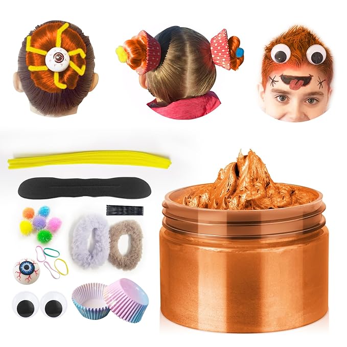 Orange Temporary Hair Color Wax Kit for teenagers,Washable Crazy Hair Day Accessories, Gifts for Kids,Instant Hair Dye Color Wax for Party, Cosplay, Halloween, Christmas,Crazy Hair Style