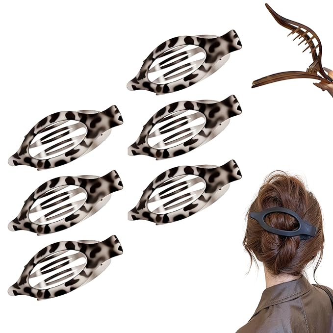 Flat Hair Clips for Women, French Hair Claw Clips for Thick, Thin, Long & Short Hair, Duck Billed Clips, No-Slip Grip Hair Styling Accessories for Women Girls Daily Use (Gray 6PCS)
