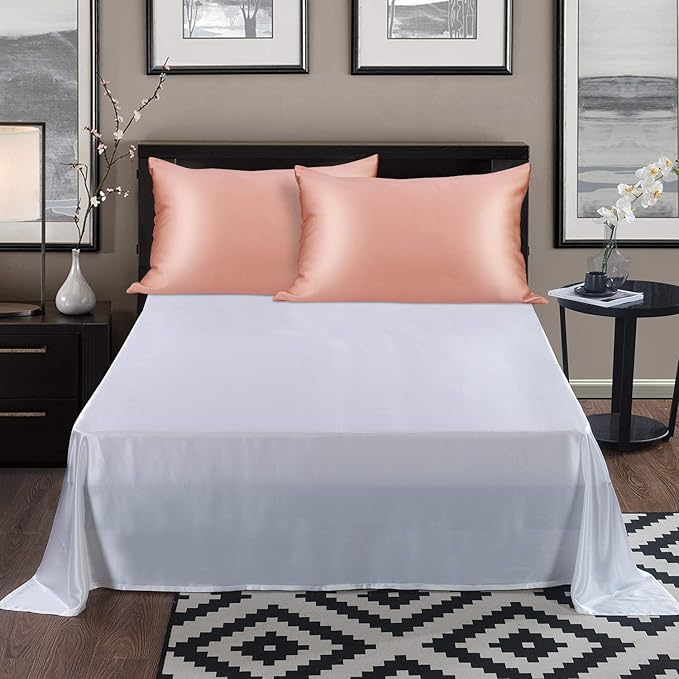 ALASKA BEAR Natural Silk Pillowcase, Hypoallergenic, 19 Momme, 600 Thread Count 100 Percent Mulberry Silk, Queen Size with Hidden Zipper (1, Dusty Pink)