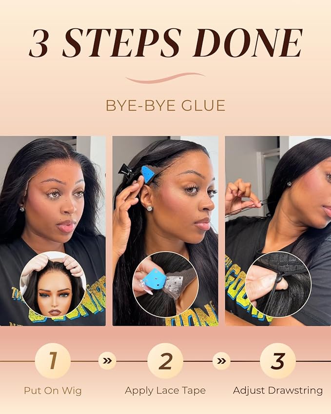 Arabella 13x6 Glueless Wigs Human Hair Pre Plucked Pre Cut Lace Upgraded Ear to Ear Full HD Lace Front Wigs Human Hair 210% Density Straight Wear and Go Glueless Wig Drawstring Wig Human Hair 22 Inch