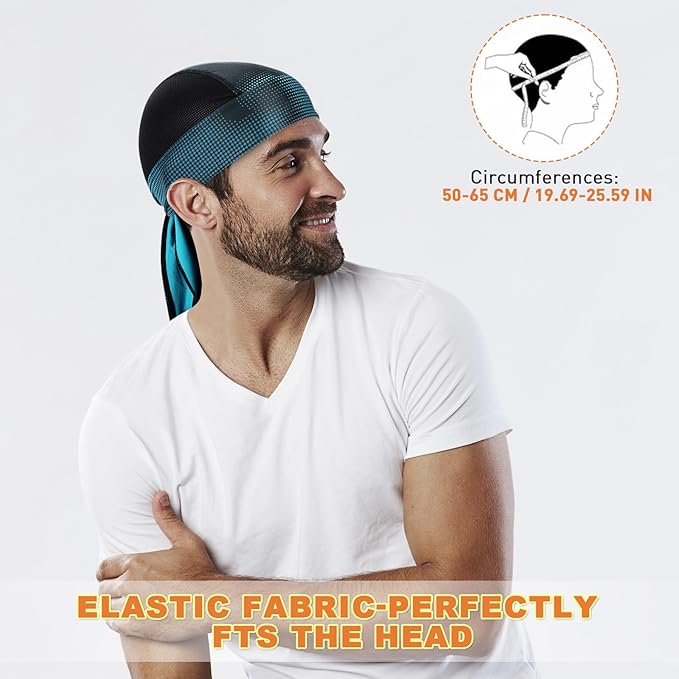 Bandanas Skull Caps for Men, Women Skull Cap Helmet Liner Cycling Hat Durags Motorcycle Bandana Sweat Wicking Do Rag