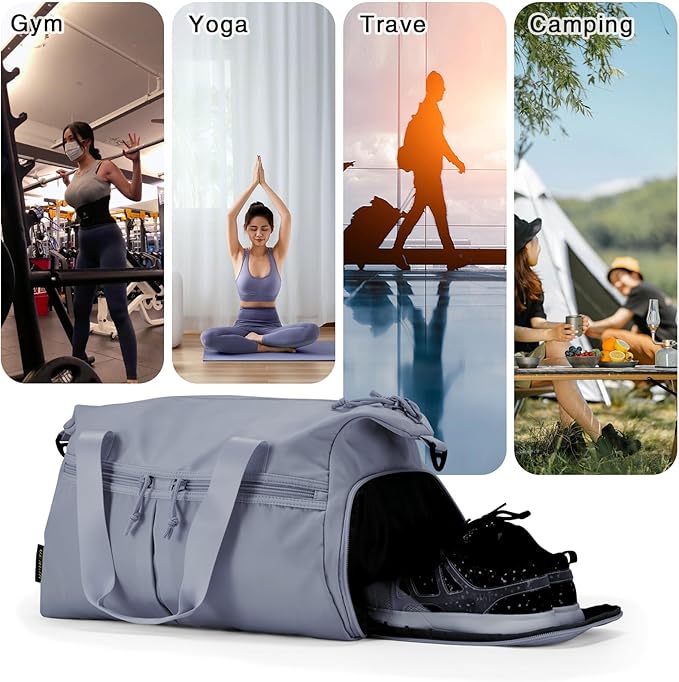 Weekender Duffel Bag with Shoe Compartment And Wet Pocket-Luggage Everyday Overnight Bag for Men and Women Travel-Carry On Gym Bag