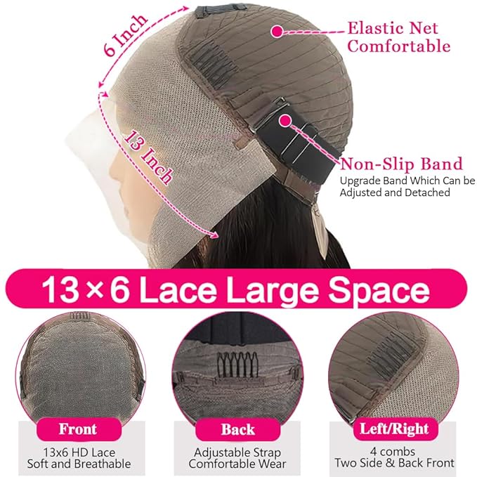 26 Inch 13x6 Deep Wave Lace Front Wigs Human Hair 250% Density HD Lace Frontal Wigs Human Hair Glueless Deep Curly Wigs for Women Pre Plucked Glueless Wigs Natural Color