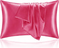 BEDELITE Satin Pillowcase for Hair and Skin, Super Soft and Cooling Similar to Silk Pillow Cases 2 Pack with Envelope Closure, Gift for Women Men(20"x26" Standard Size, Hot Pink)