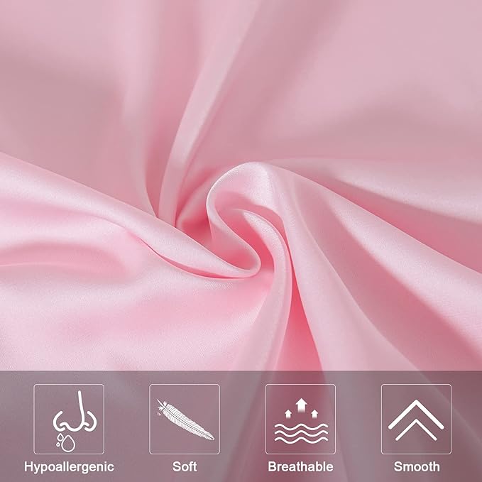 Mulberry Silk Pillowcase for Hair and Skin,Standard Size Cooling Silk Pillow Case with Hidden Zipper,Allergen Proof Dual Sides Soft Breathable Smooth Silk Pillow Cover for Women(King,Pink)