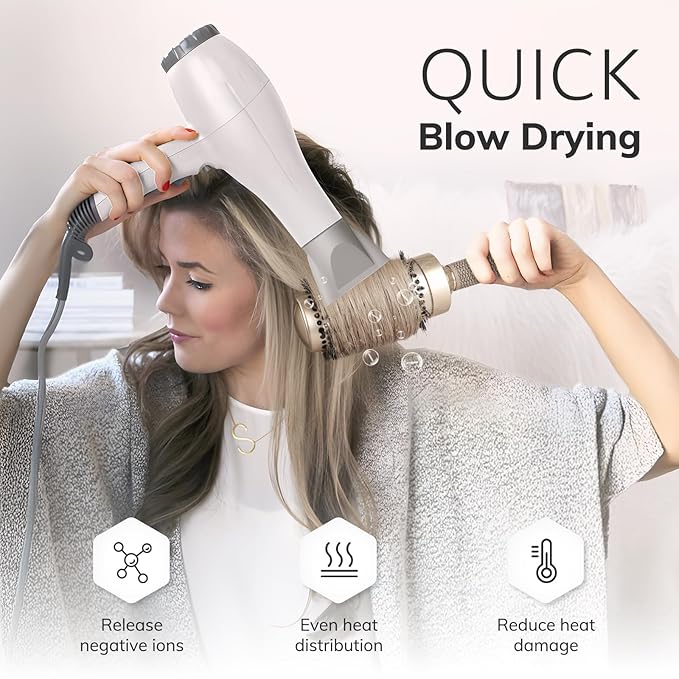 Sndyi Large Round Brush for Blow Out, 2.1 Inch Nano Thermal Ceramic Ionic Round Hair Brush with Boar Bristles, Boost Shine and Volume, Quick Blow Drying and Styling, Best for Long Thick Hair