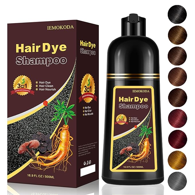 Dark Coffee Hair Dye Shampoo 3-in-1, 100% Gray Hair Coverage in Minutes, Instant Brown Shampoo Hair Dye, Herbal Hair Color Shampoo for Women & Men, Coloring Shampoo for Dyeing Gray, 16.9 Fl Oz