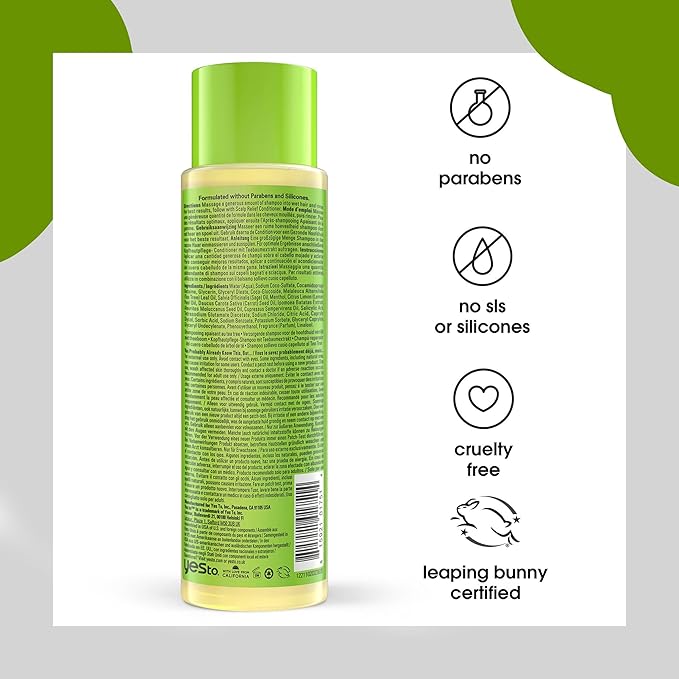 Yes To Tea Tree Scalp Relief Shampoo, pH Balancing Formula To Calm Dry Itchy Scalp While Moisturizing & Nourishing Hair, With Tea Tree & Sage Oil, Natural, Vegan & Cruelty Free, 12 Fl Oz