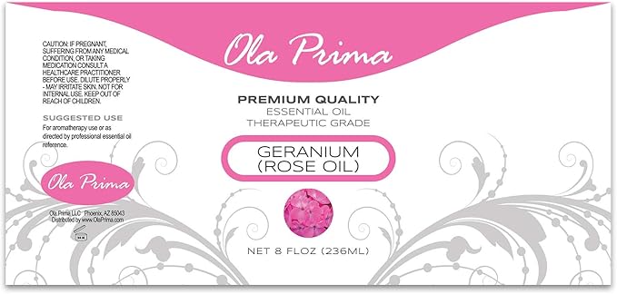 Ola Prima Oils 8oz - Rose Geranium Essential Oil - 8 Fluid Ounces