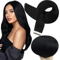 Full Shine Tape ins Human Hair Extensions Color 1 Jet Black Tape in Hair Extensions Invisible Straight Remy Skin Weft 22Inch Soft Silky Extension 100G 40Pcs for Women Natural Look