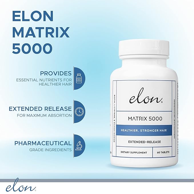 Elon Complete Hair Care Kit for Advance Hair Loss – Scalp Cleaner & Concentrated Serum Set + Matrix 5000 Hair Growth Supplement for - Suitable for All Hair Types, (60 Tablets)