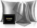 INFIIXSO Mulberry Silk Pillow Case King Size, Silk Pillowcase with Hidden Zipper 20"x36", Extraordinary Smooth and Soft Pillow Cases for Hair and Skin(Dark Grey, 1 Pack)