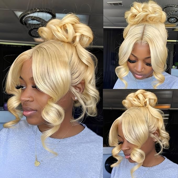 Hidden Strap Body Wave 360 613 Lace Front Wig Human Hair Glueless Wigs Human hair Pre Plucked Pre Bleached 180% Density Blonde Wig With Drawstring HD Full Lace Human Hair Wigs 30Inch