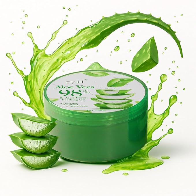by.H Organic Aloe Vera Gel for Skin & Body - Large Jar Home Natural Moisturizer for Skin and Sunburn, Effective After Sun, Non-Greasy Formula [Made in Korea] (Jar, 1 Count)