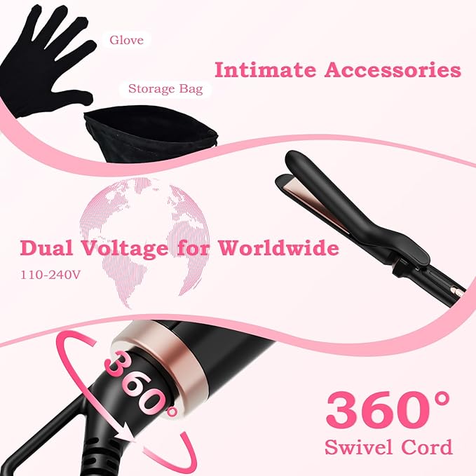 Ufree 5 in 1 Curling Iron with Interchangeable Ceramic Barrels (0.35"-1.25"), Curling Wand Set with Flat Iron Hair Straightener, Instant Heat Up, Dual Voltage Hair Curler, Gifts for Women
