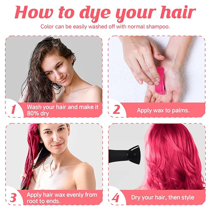 Red Temporary Hair Color Wax Kit for teenagers,Washable Crazy Hair Day Accessories, Gifts for Kids,Instant Hair Dye Color Wax for Party, Cosplay, Halloween, Christmas,Crazy Hair Style