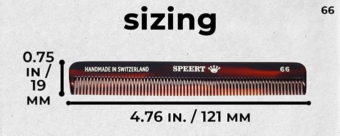 #66 Handmade Narrow Tooth Comb Tortoise Havana Acetate Fine Straight Thin Detangling Parting Grooming Teasing Hair Styling Hairdresser Barber Hairdressing Wet Dry Pocket Travel Women Men Kids