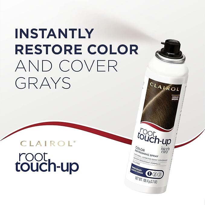 Clairol Root Touch-Up Temporary Hair Coloring Spray, Medium Brown Hair Color, Pack of 2