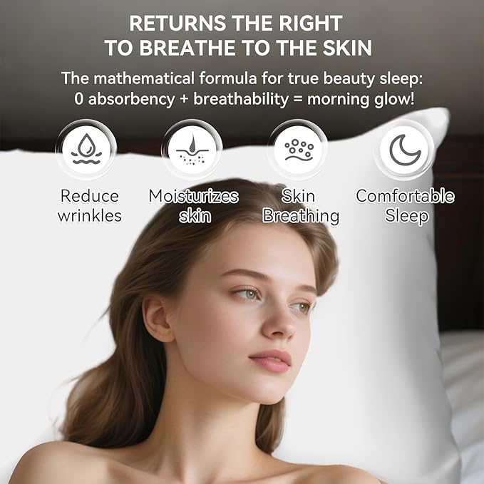 Tyfitb Satin Pillowcase Set for Hair & Skin Care – Cooling, Hypoallergenic, Anti-Frizz, Wrinkle-Free – Soft, Luxurious Pillowcases with Envelope Closure – 2-Pack, Queen Size 20x30, Gift-Ready