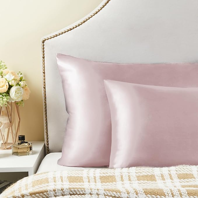 BEDELITE Satin Pillowcase for Hair and Skin, Super Soft Similar to Silk Pillow Cases 4 Pack with Envelope Closure, Cooling Pillowcases for Women Men (20"x40" King Size, Lotus Pink)
