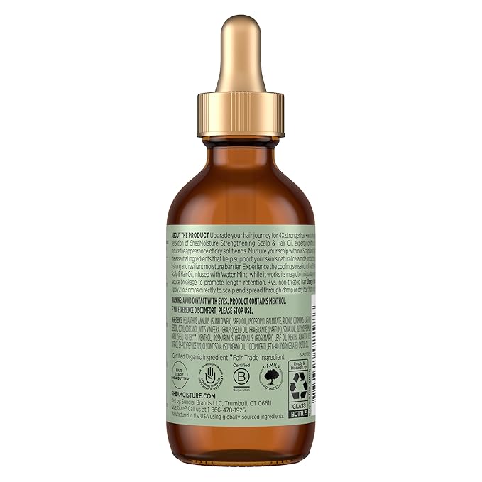 Shea Moisture Strengthening Scalp & Hair Oil Rosemary & Vegan Collagen To Protect The Scalp And Strengthen Hair With ScalpBoost Technology For A Cooling Sensation With ScalpBoost Technology 2 Fl Oz