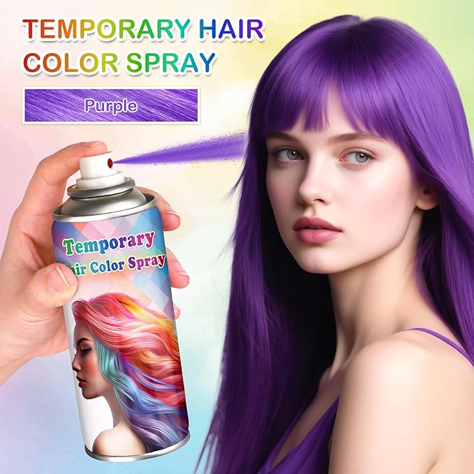 Purple Hair Color Spray Temporary,Instant Vivid Hair Dye that Washes out in 1 Wash for Halloween,Christmas,Cosplay Party,120ML (Purple）