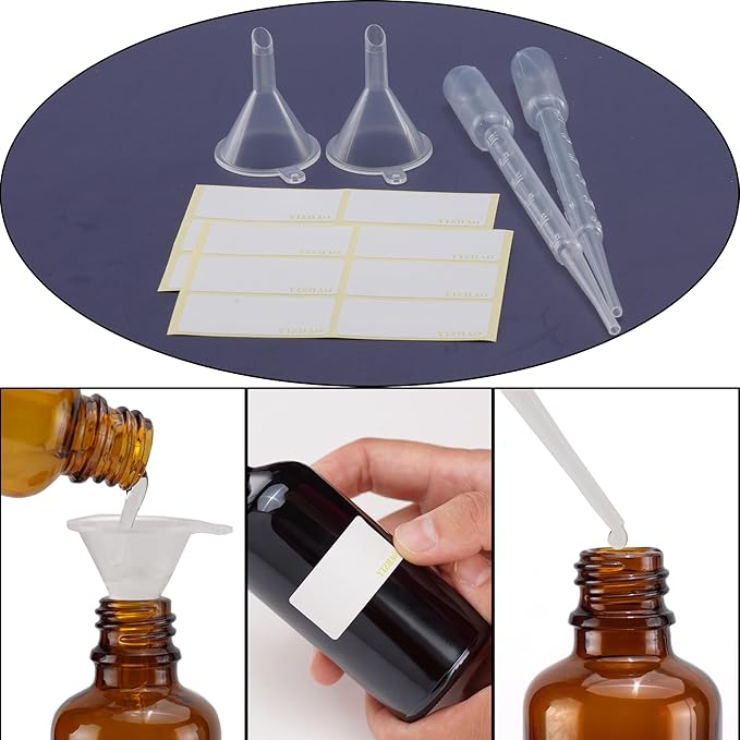 YIZHAO Blue Glass Dropper Bottle 1oz, Tincture Bottles with Glass Dropper, for Essential Oils, Aromatherapy, Cosmetic, Laboratory, Pharmacy, Liquids, Travel –12 Pcs