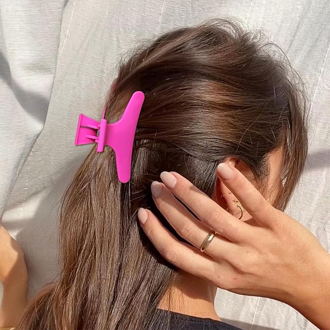 Ondder Black Hot Pink Butterfly Hair Claw Clips for Styling & Sectioning - Makeup Hair Accessories for Women & Girls