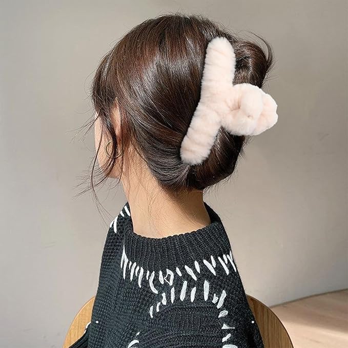 5PCS Large Claw Hair Clips for Thick Hair Big Fuzzy Hair Clips for Women Nonslip Strong Hold Hair Claw Clip (Pinks)