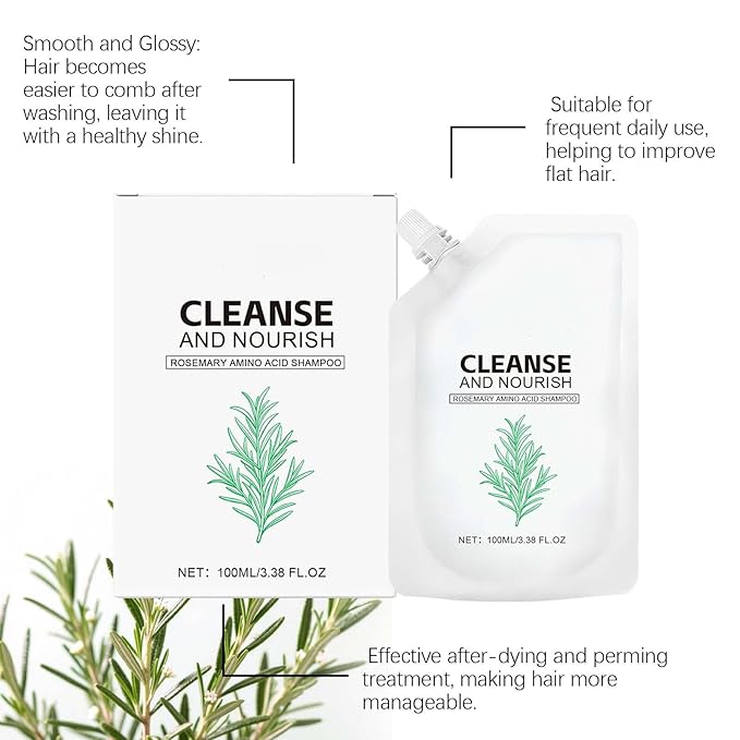 2PCS Rosemary Amino Acid Hair Growth Shampoo for Women and Men, Thinning Hair Loss Natural, Gently Cleanse, Repair & Protect Strands