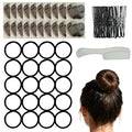 Invisible Hair Nets 50cm with 20Pcs,50Pcs U Shaped Bobby Pins,20Pcs Hair Ties and a Comb Styling Accessories Set,50cm for Ballet Bun,Wig,Food Service,Cabin Attendant, for Women and Girls(Black)