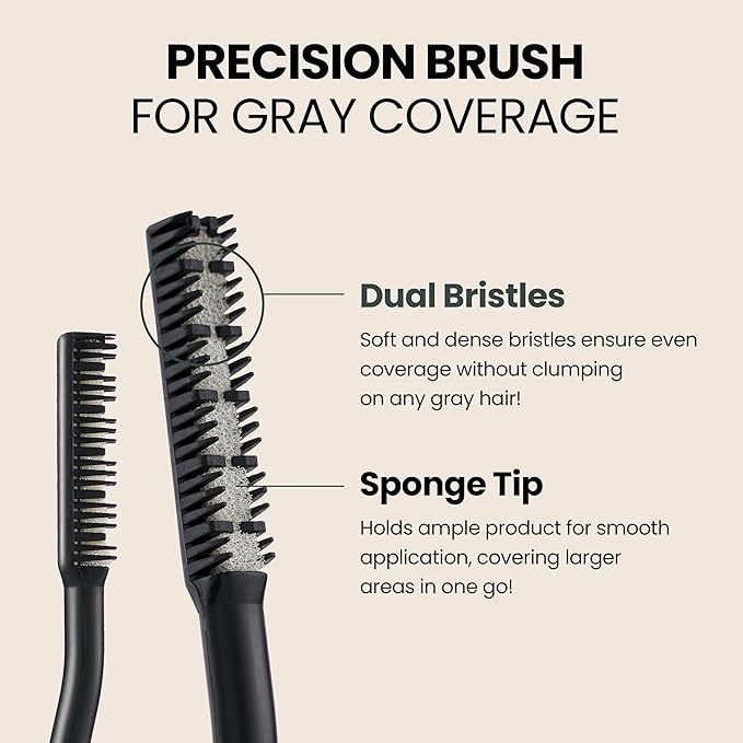 SEVEN EIGHT Gray Cover Root Touch Up Mascara Quick Cover Root Tint, Water-Resistant Concealer, Temporary Cover Up Brush for Hair Mustache & Beard (NATURAL BLACK)