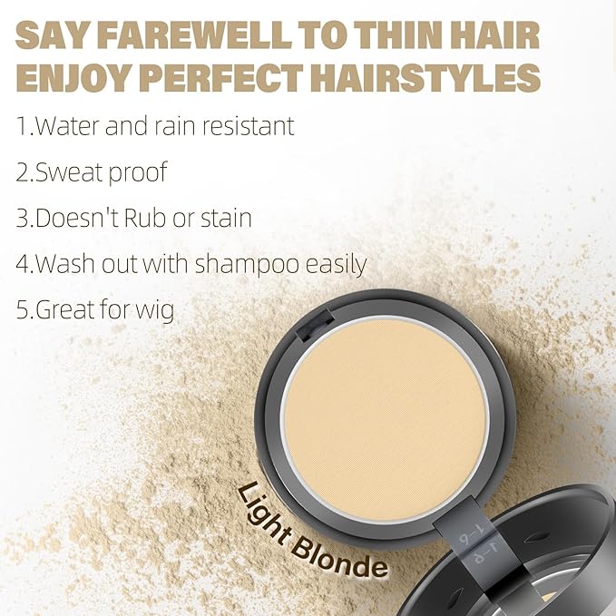 Root Touch Up Hair Color Powder For Concealing Hair Loss and Thinning, Gray Hair Shadow Powder Root Cover Up Hairline Powder For Women Men Eyebrows, Beard Line (Light Blonde, 0.35Ounce)