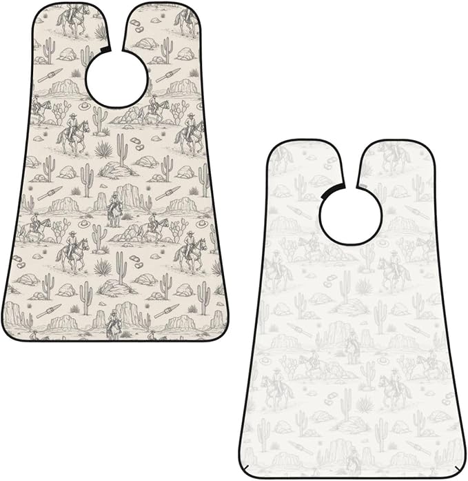 Beard Trimming Catcher Apron, Waterproof Non-Stick Grooming Bib for Shaving, Ideal for Men Dad Father’s Day, Western Desert Cowboy Riding Horses Shave Bib