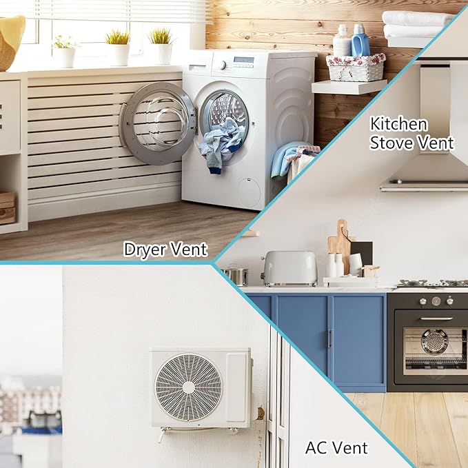 8 Inch Wall Vent Cover, HG Power Metal Exhaust Vent Cap Outside with Removable Screen & Cushioned Non-Return Flap for Home Wall, Kitchen (White)