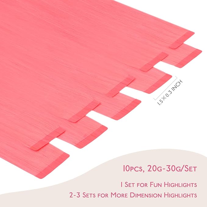 WENNALIFE Tape in Hair Extensions Human Hair Light Pink Tape in Extensions, 10pcs 30g 22 inch Remy Invisible Tape Ins Straight Colored Soft Real Hair Tape