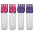ELANE 4 Pack Root Comb Applicator Bottle, Hair Oiling Applicator for Hair Dye, Shampoos, Salons. (Purple+Red)