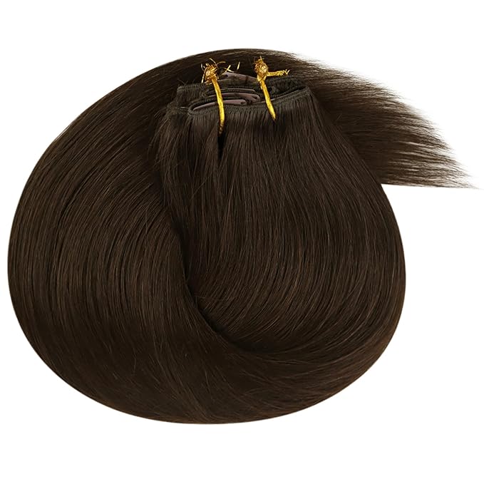 Ve Sunny Dark Brown Hair Extensions Clip ins for Women Human Hair Extensions Clip ins Real Human Hair 18Inch Thick End Clip in Hair Extensions Double Weft 120g