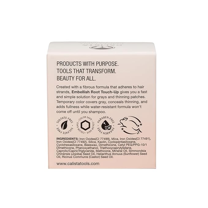 CALISTA Root Touch-Up | Temporary Gray Concealer | Cover Thinning Hair | Water & Sweat Resistant| All Hair Types | 0.35 oz.