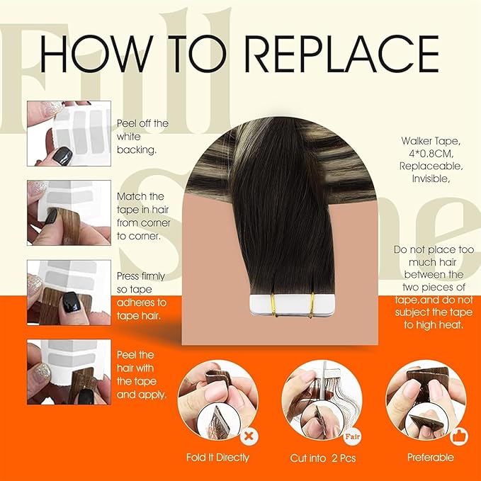 Full Shine Balayage Hair Extensions Real Human Hair Tape ins Color 2 Brown Ombre 60 Blonde Highlight 2 Brown 16Inch Double Sided Tape Extensions Remy 50Gram Seamless Skin Weft 20Pcs for Wedding
