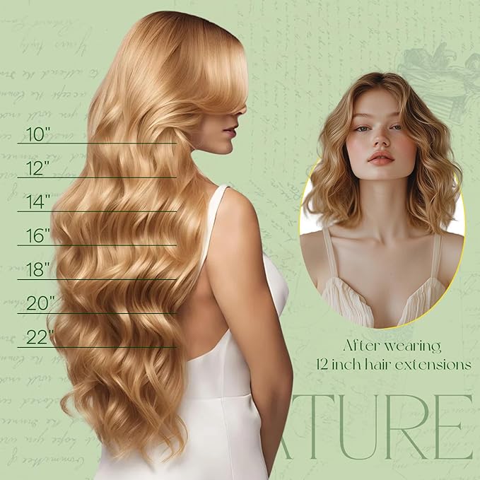 RUNATURE Clip in Hair Extensions Human Hair, 14 Inch 120g Thick Hair Extensions Clip Ins, Natural Remy Hair for Women, Natural Looking, 7pcs #10P16 Dark Blonde with Highlights