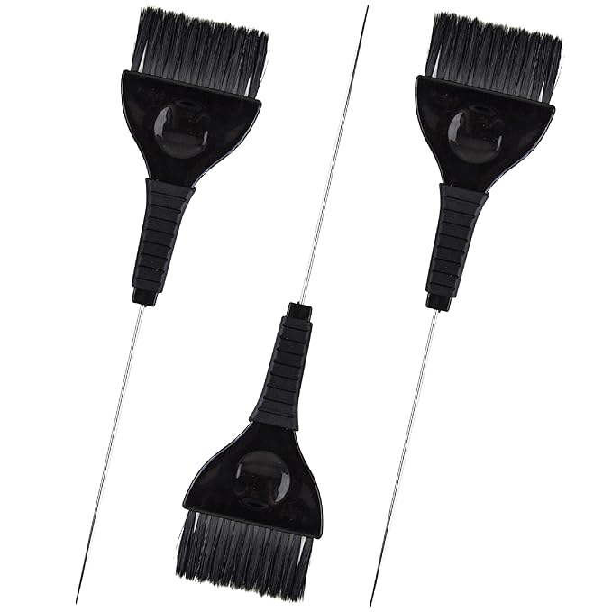 Pintail Hair Dye Brushes - 3 Tint Brushes for Hair Color - Pin Tail for Precise Sectioning - Hair Dye Brush Applicator - Color Brushes for Hair Salon (Black)