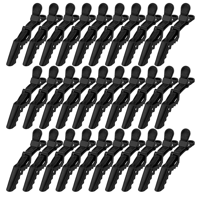 30 Pack Black Alligator Hair Clips for Styling Sectioning Large Salon Pro Hair Clips for Barber Hair Coloring, Cutting, Sectioning Big Gator Clips Hair Styling Accessories for Women Men
