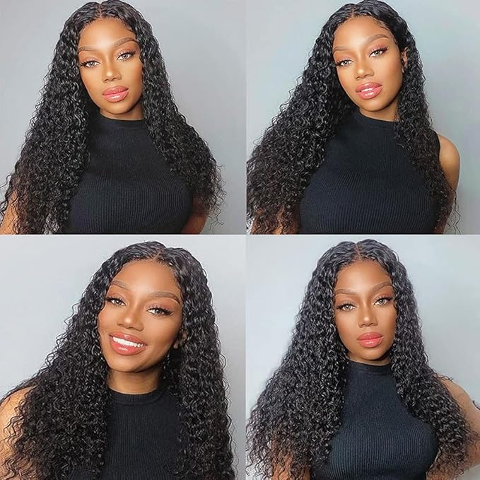 28 30 32 Natural Black Water Wave Bundles Human Hair Color 1B Bundles Niegmeag Peruvian Virgin Soft and Silky Remy Hair Extensions Double Weft Color 1B Wet and Wavy Bundle