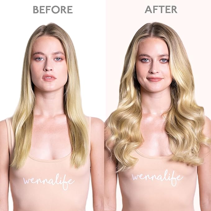 WENNALIFE Clip in Human Hair Extensions, 18 Inch 120g 7pcs Light Blonde Highlighted Golden Blonde Remy Hair Double Weft