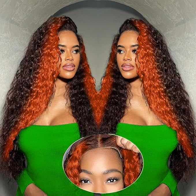 250% Density 34 Inch Deep Wave Lace Front Wigs Human Hair 13x6 2/350 Deep Curly Frontal Wigs Human Hair Glueless HD Lace Front Wigs Drawstring Wig Human Hair Pre Plucked with Baby Hair for Women