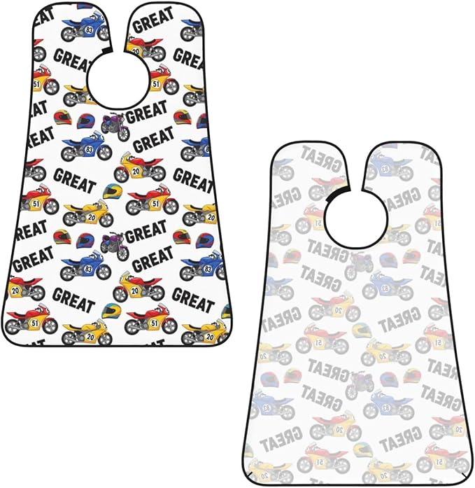 Beard Bib with 3 Suction Cups, Non-Stick Waterproof Hair Catcher Apron, Men's Shaving Essential for Grooming, Vintage Motorcycle Racing Dirt Bike Shave Bib