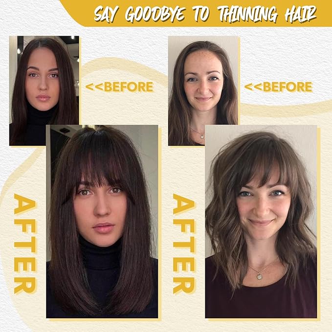 Hair Topper with Bangs Clip 360° 3D Cover Hair Toppers for Women with Thinning Hairs 10 Inch Straight Clip in Bangs Hairs Piece for Women（Medium Auburn Brown）#6