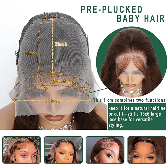 28 Inch 13x6 Chocolate Brown Lace Front Wigs Body Wave Wig Colored Brown Wigs Human Hair Pre Plucked New Trend M Hairline 200% Density Glueless Wigs For Women Lace Front Wigs